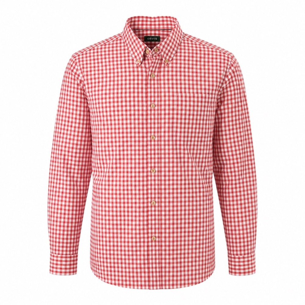 ORVIS Classic Fit Red White Gingham Button Down Shirt XL Long Sleeve mens preppy